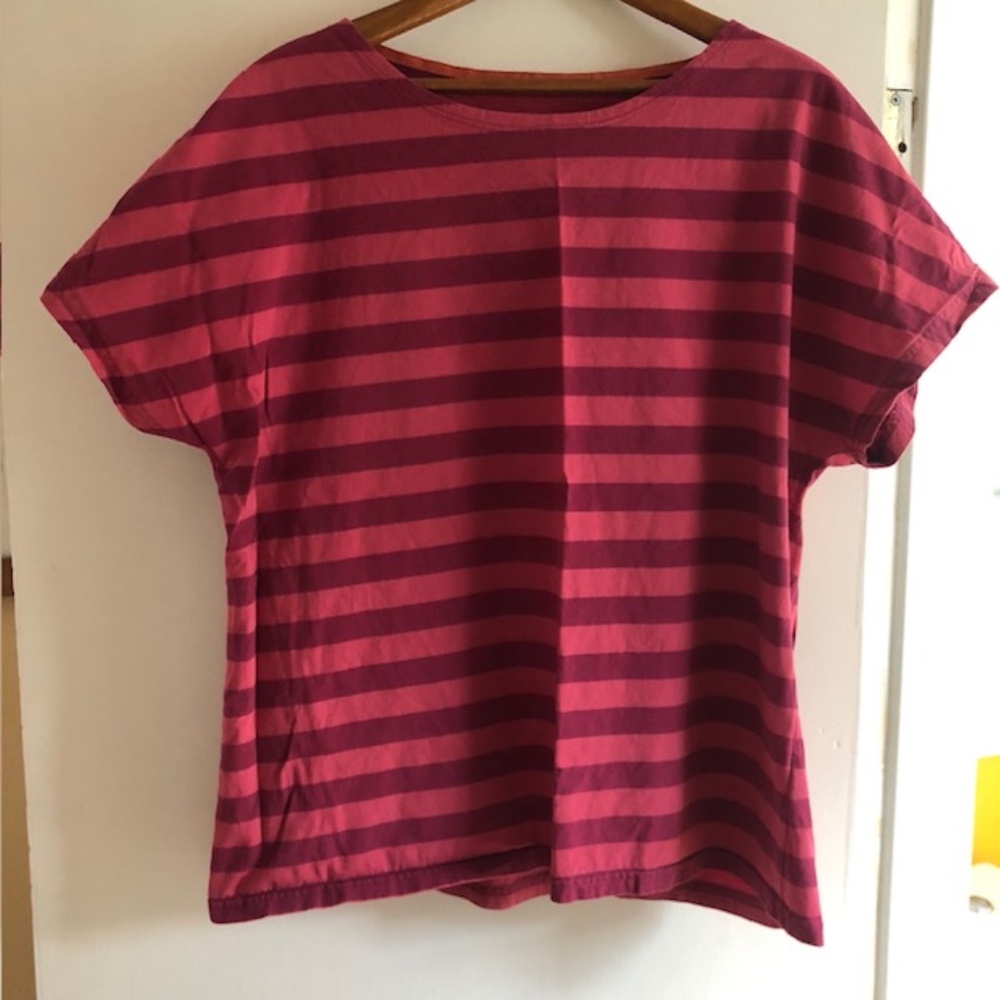 Gudrun Sjoden relaxed fit pink/purple striped tee - large